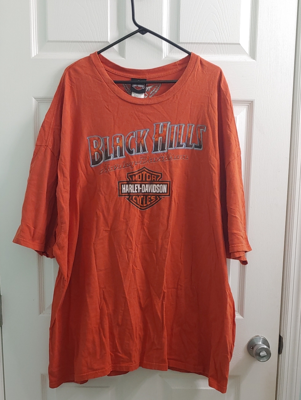 Harley-Davidson T Shirt Men's 5X Black Hills Heavy Weight Orange Biker Tee